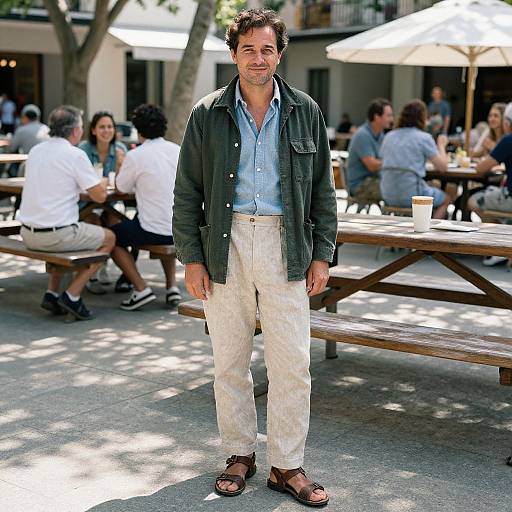 Sunlit Man in Rugged Casual Wear