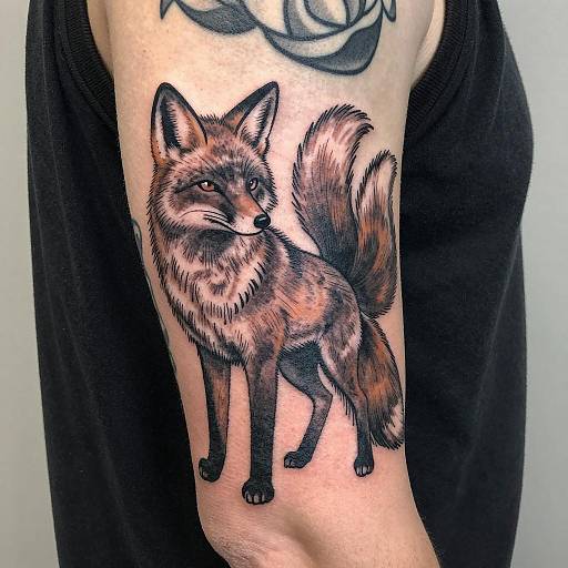 Elegant Fox Tattoo with Bushy Tails