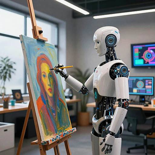 Photorealistic Humanoid Robot Artist Portrait