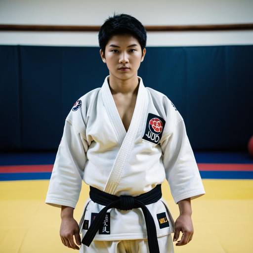 Realistic Judo Boy in Black Belt