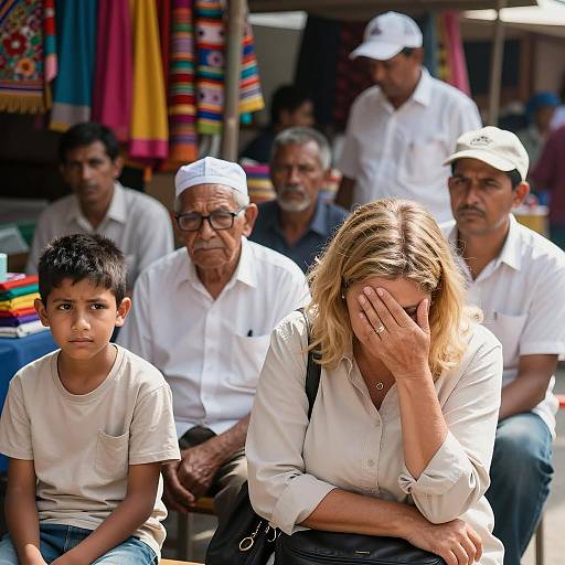 Market Scene with Diverse Expressions
