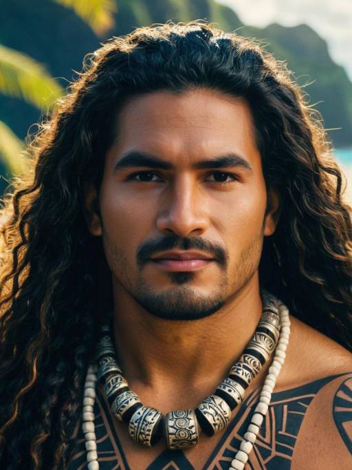 Man in Traditional Polynesian Costume Headshot