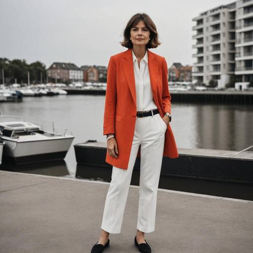 Woman in Vermilion Blazer at Marina