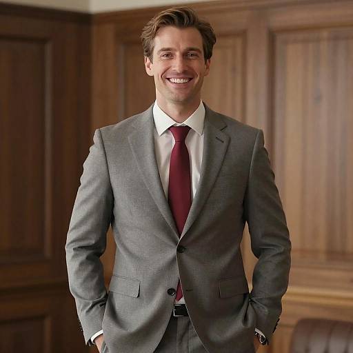 Stylish Man in Warm Wood-paneled Room