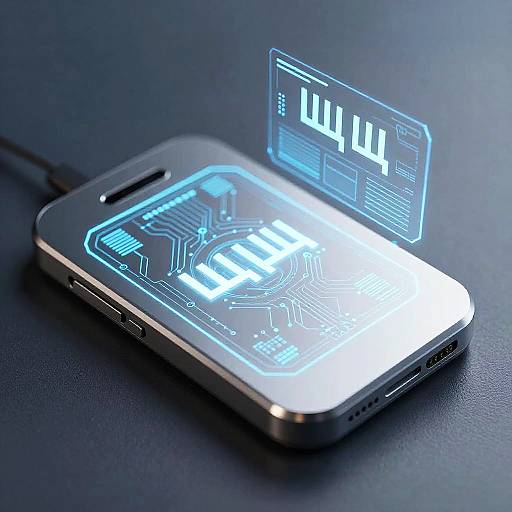 Futuristic AI Interface in Metallic Device