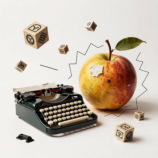 Surreal Dadaist Landscape with Levitating Keys