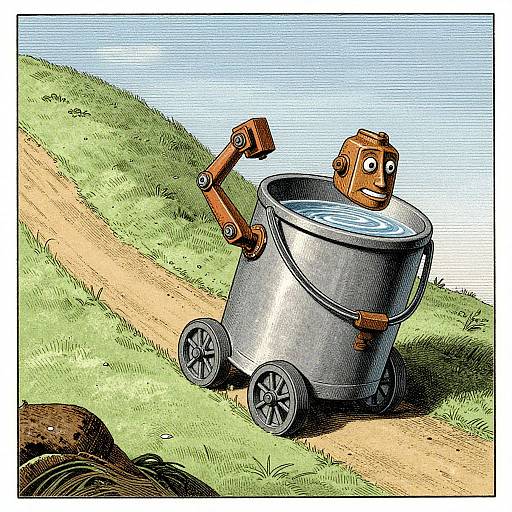 Vintage Fairy Tale Robot Water Bucket