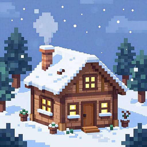 Cozy Winter Pixel Cabin 64x64