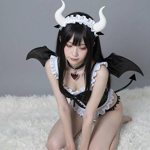 Devil-Themed Portrait of Asian Woman