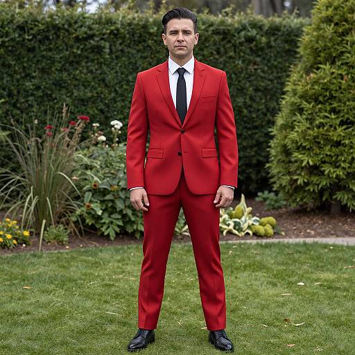 Man in Red Vest in Garden