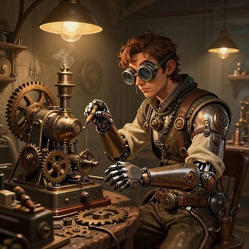 Steampunk Inventor Gisondo in Workshop