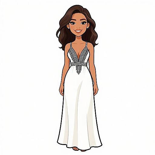 Bohemian Woman in White Maxi Dress