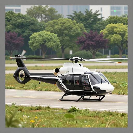 Sleek Black and White Helicopter
