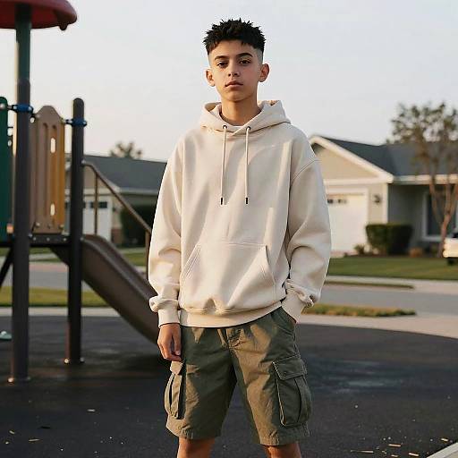 Boy with High Fade in Playground