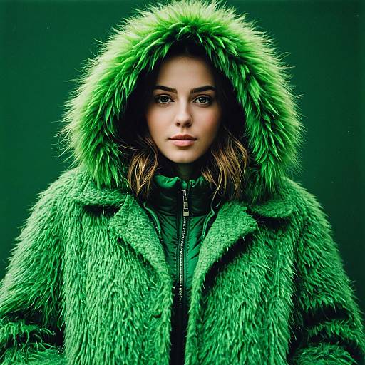Green Fuzzy Character in Green Outfit