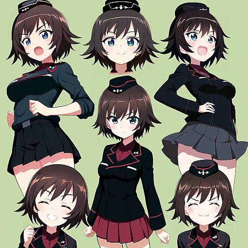 Illustration of Hida ema, girls und panzer in the style of Atg (wttoo0202)