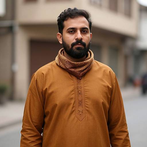 Bearded Man in Brown Outfit