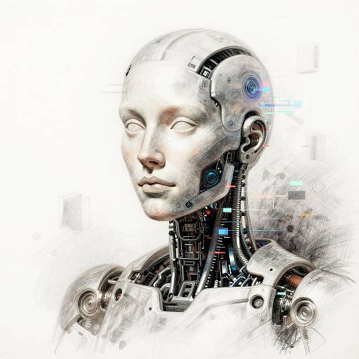 Ethereal Cybernetic Portrait Sketch