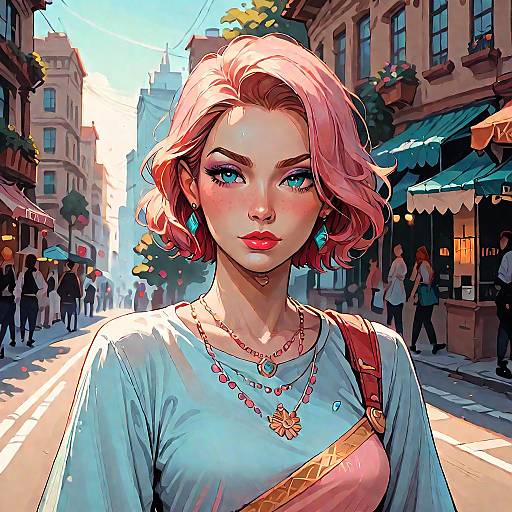 Elegant Woman Walking in City