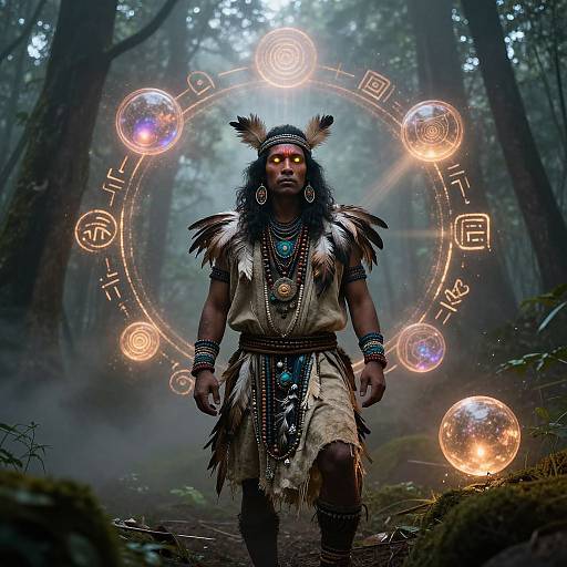 Obomba Ancient Shaman in Mystical Forest
