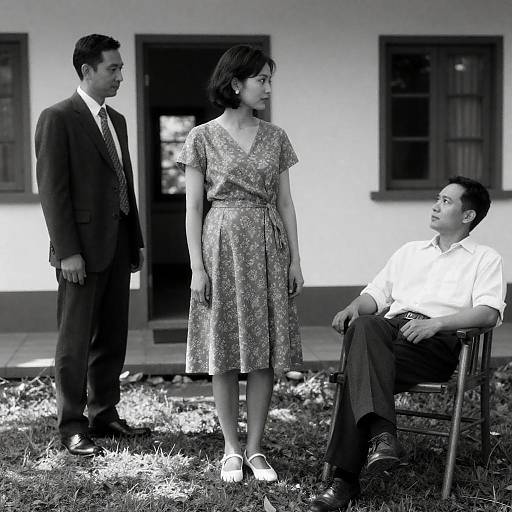 Vintage Outdoors Family Portrait in Black and White