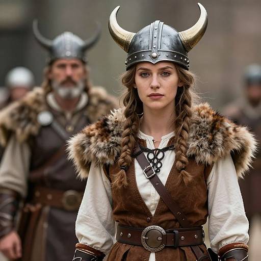 Viking Woman in Brown Outfit