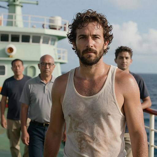 Serious Man on Ship's Deck