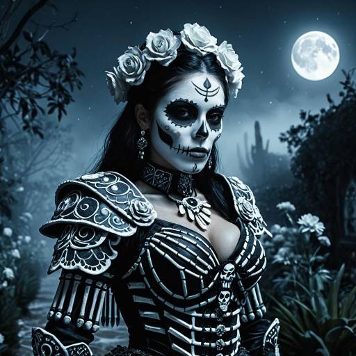 Female Assassin in Skeletal Armor with La Catrina Makeup