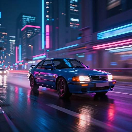 Tavria Speeding in Neon Cyberpunk City