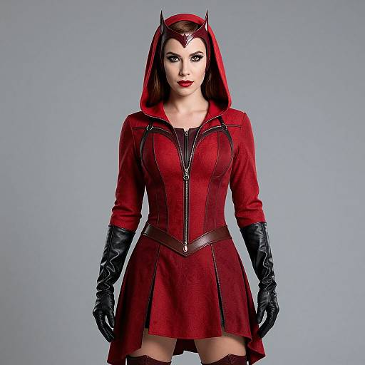 Scarlet Witch Red Hooded Dress