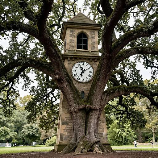 Whimsical Oak Tree Clock Tower