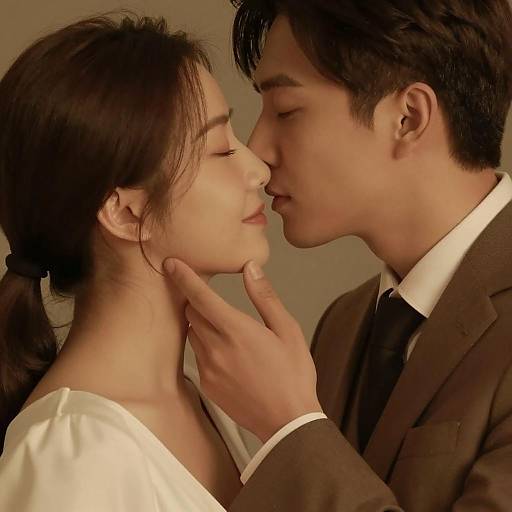 Intimate Close-Up of a Romantic Moment