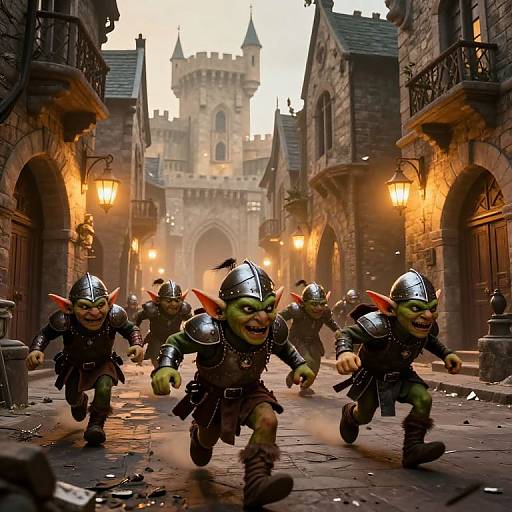 Goblin Charge Through Medieval Streets