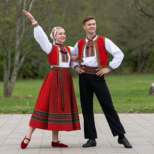 Traditional Folk Dance Costumes Duo