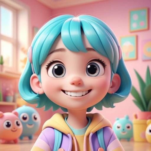 Charming 3D Cartoon Character in Pastels
