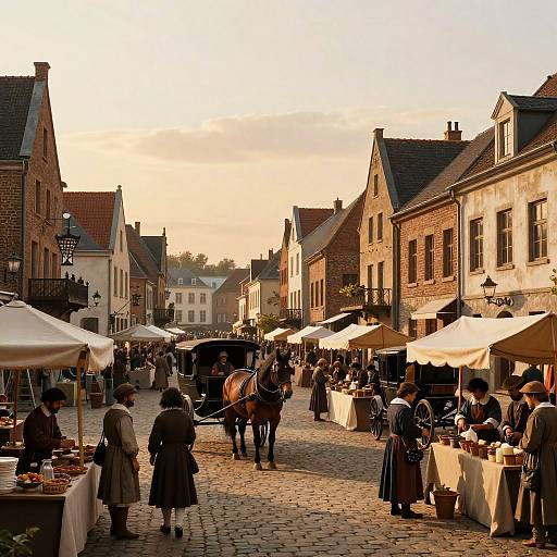 17th Century European Cityscape at Sunset