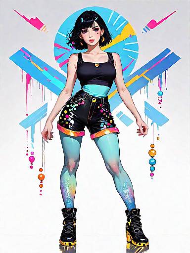 Glam Rock Woman in Sequined Shorts