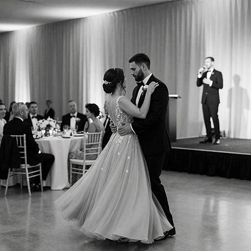Elegant Black-and-White Wedding Reception Scene