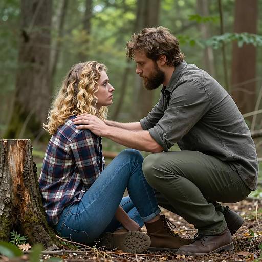 Intense Encounter in a Serene Forest