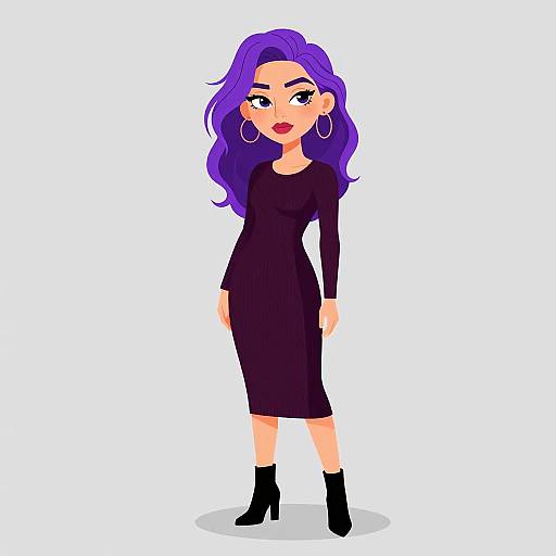 Elegant Woman in Burgundy Midi Dress