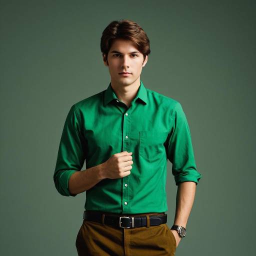 Young Man in Green Dress Shirt