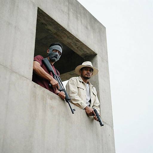 Serious Men in Concrete Urban Setting