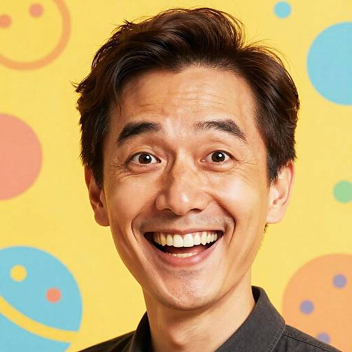 Joyful Middle-Aged Man Caricature