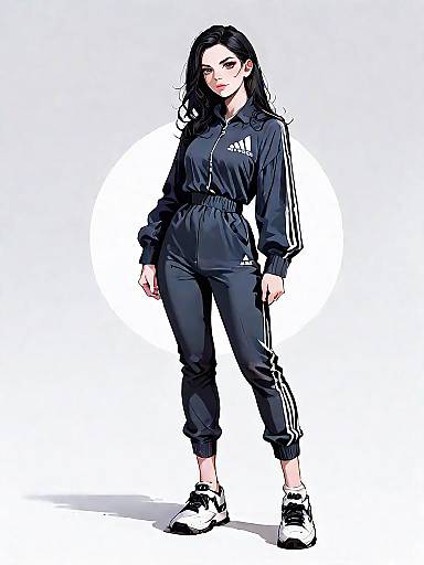 Woman in Navy Blue Adidas Tracksuit