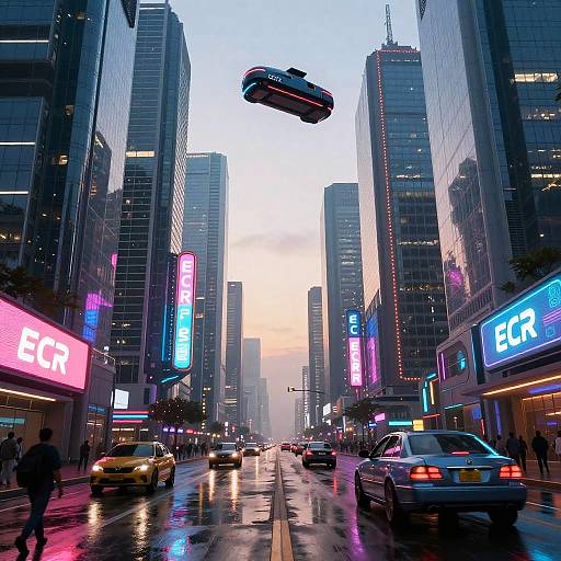 ECR Futuristic Neon Cityscape Dawn