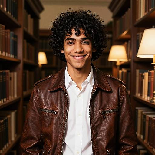 Vintage Portrait in Ancient Library
