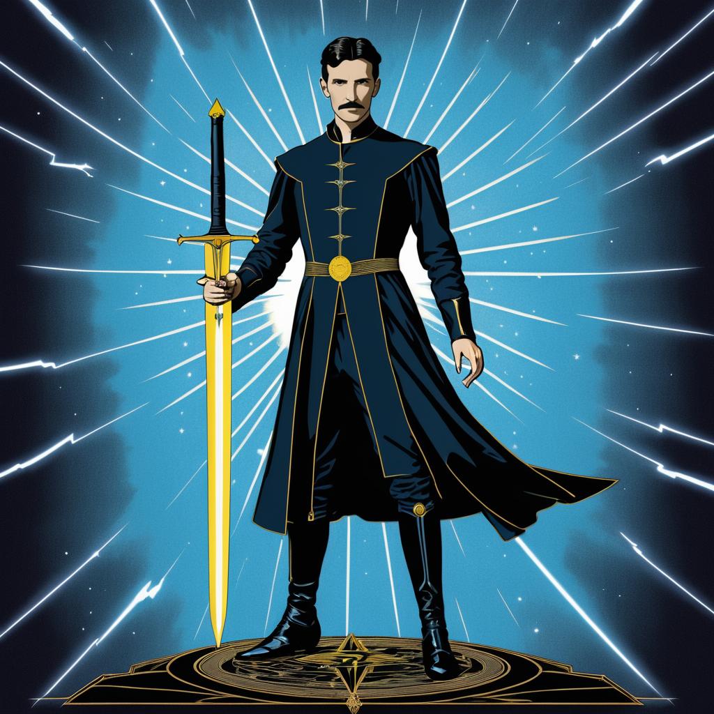 Nikola Tesla as Tarot Card Hero