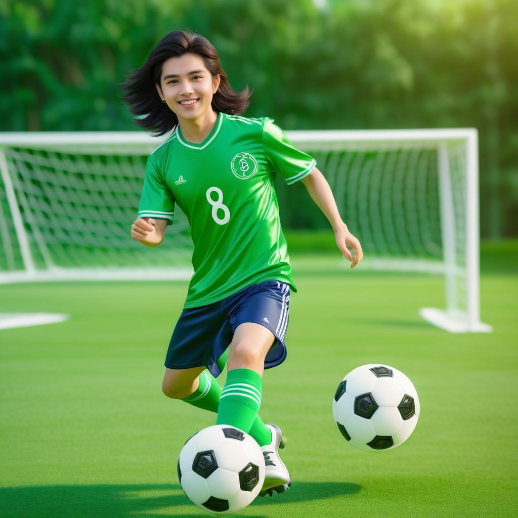 Young Soccer Player with Unique Ball