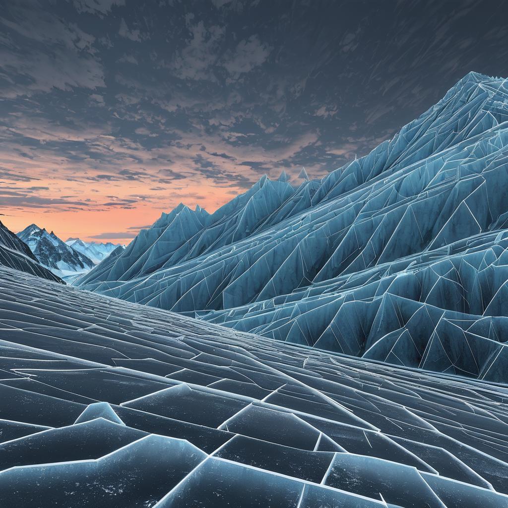 Skeletal Glacier Fields at Dusk