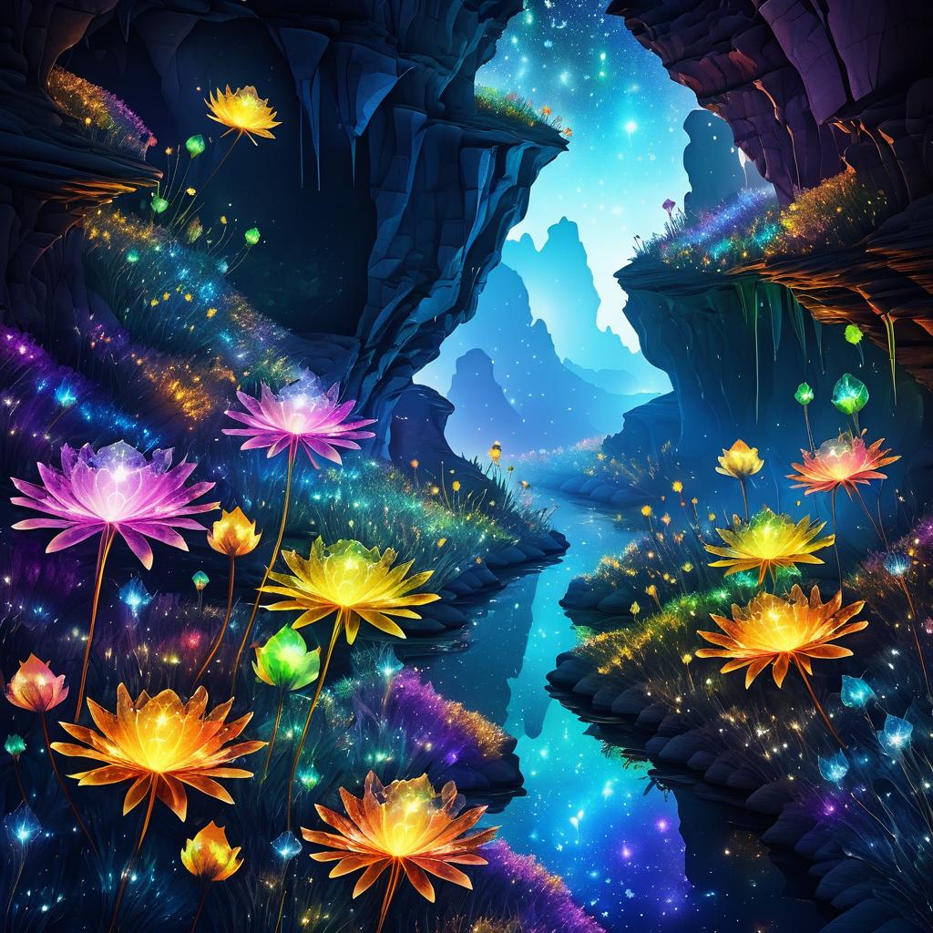 Surreal Dandelions in a Magical Canyon